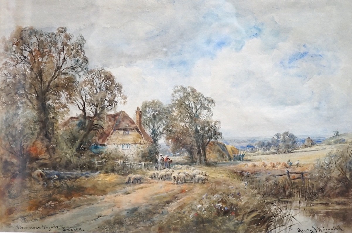 Henry John Kinnaird (1861-1929), watercolour, 'View near Glynde, Sussex', signed, 34 x 52cm